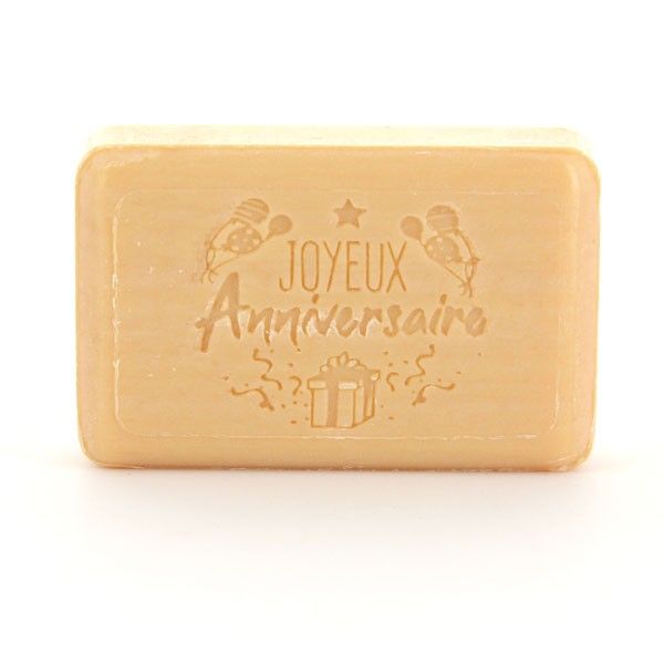 Savon Joyeux anniversaire pailleté karité bio sucré fleuri 125 g
