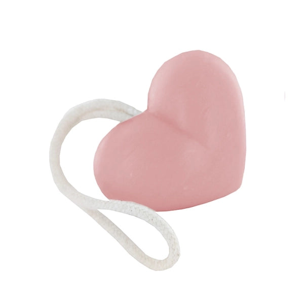 Savon en forme de cœur au parfum Rose avec corde – 1 savon